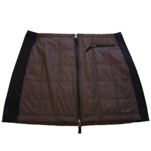 Skhoop XL Brown Quilted Mini Skirt Kari Bun Warmer Winter Ski Slopes Center Zip